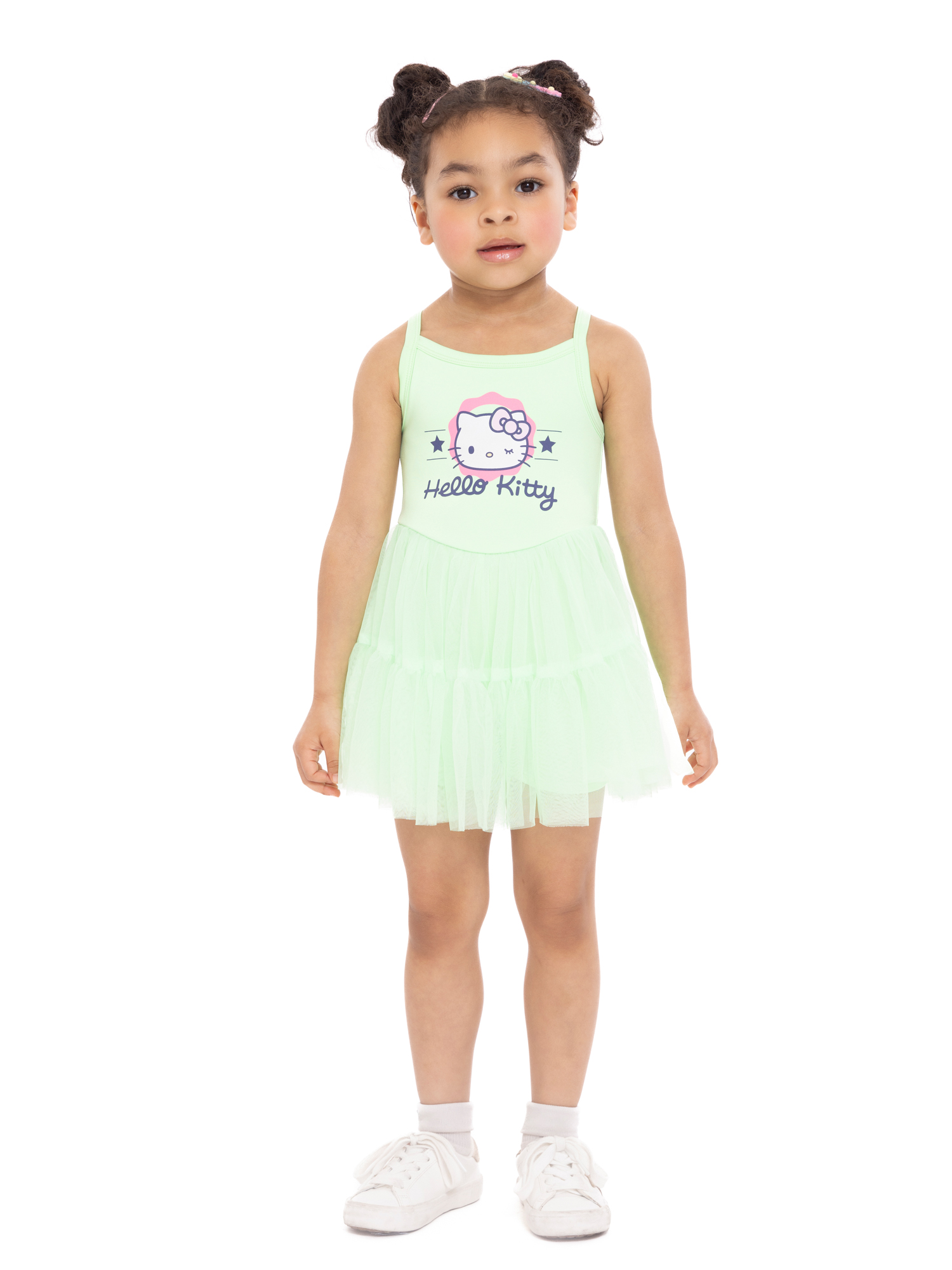 Hello Kitty Toddler Girl Sleeveless Graphic Tulle Skirted Romper, Sizes 12 Months-5T